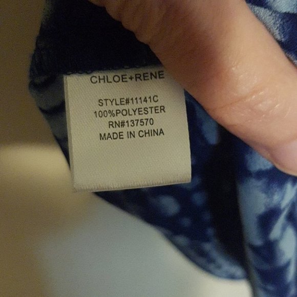 Chloe + Rene blue tie dye  bell sleeve blouse - Picture 7 of 7